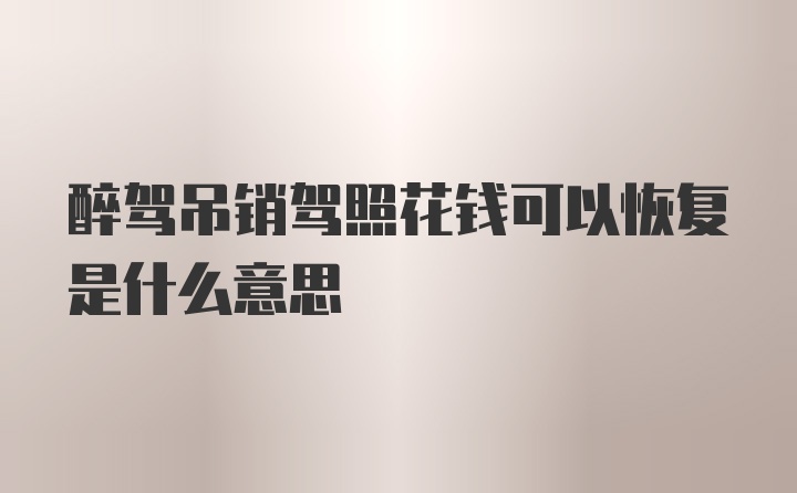 醉驾吊销驾照花钱可以恢复是什么意思