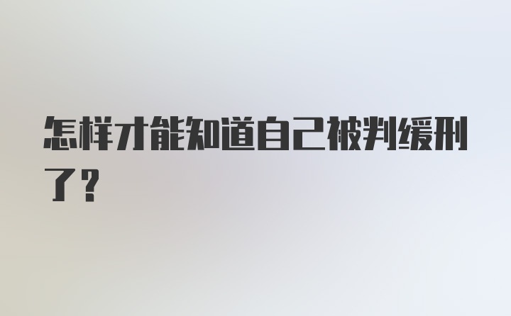 怎样才能知道自己被判缓刑了？