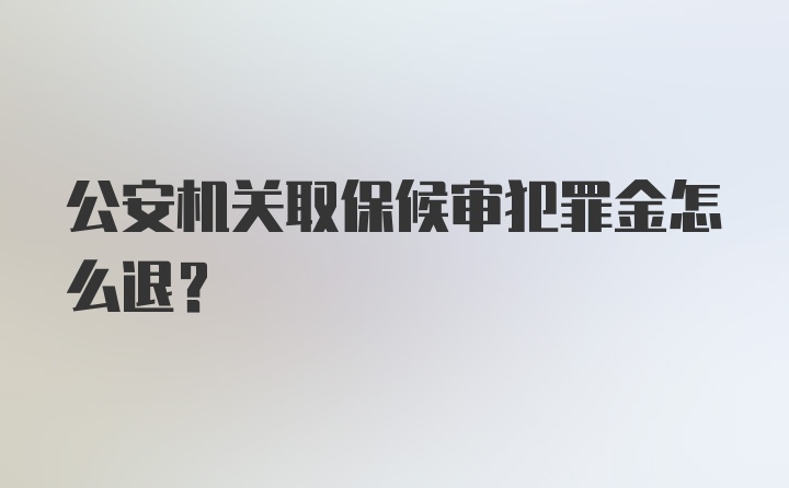 公安机关取保候审犯罪金怎么退？