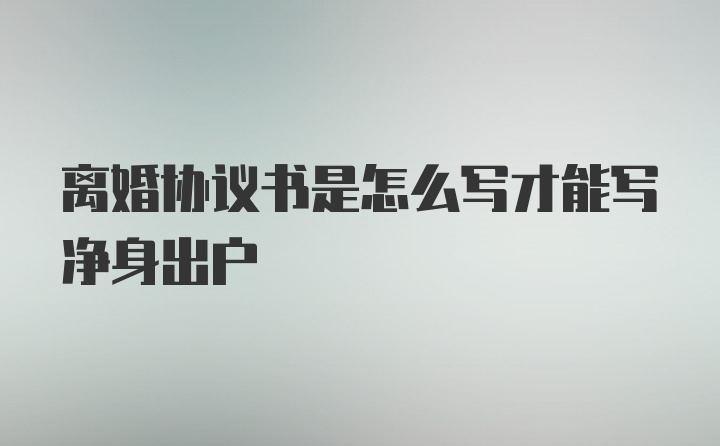 离婚协议书是怎么写才能写净身出户