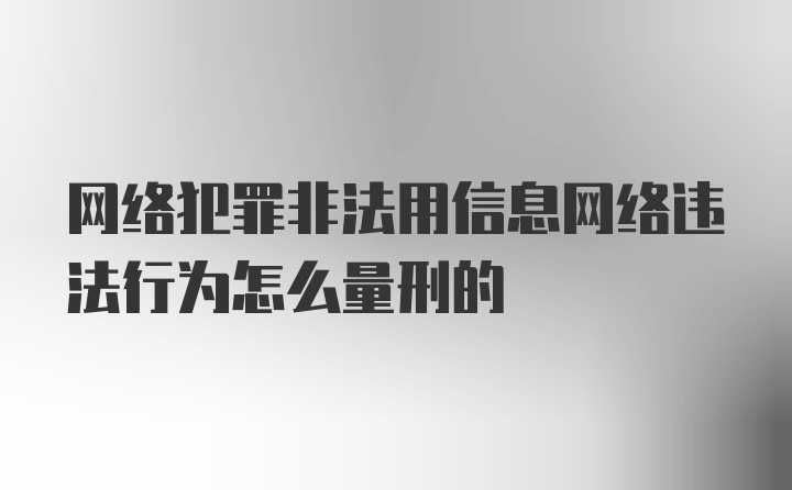 网络犯罪非法用信息网络违法行为怎么量刑的