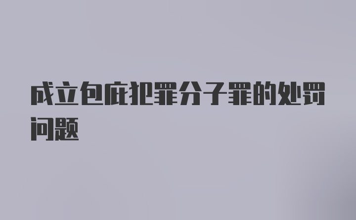 成立包庇犯罪分子罪的处罚问题