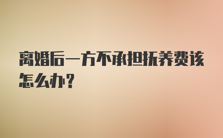 离婚后一方不承担抚养费该怎么办？