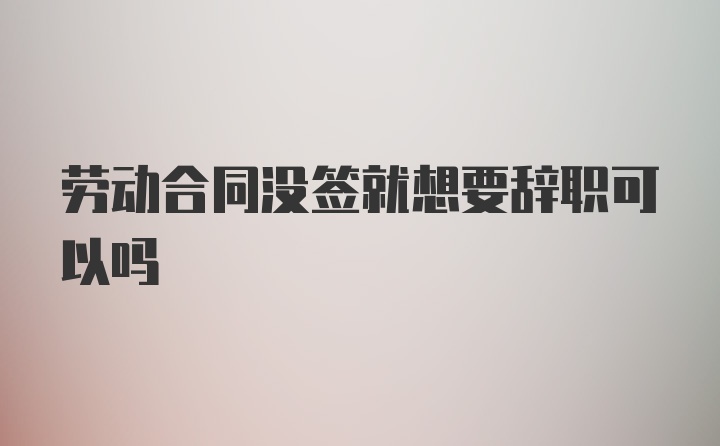 劳动合同没签就想要辞职可以吗