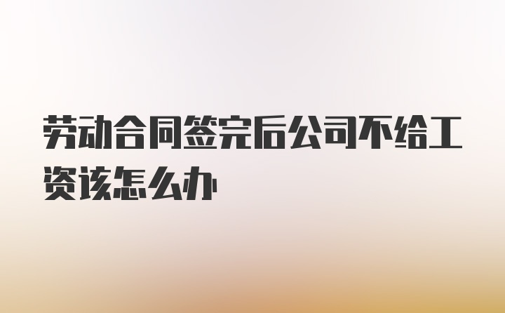 劳动合同签完后公司不给工资该怎么办