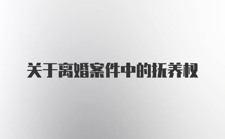 关于离婚案件中的抚养权