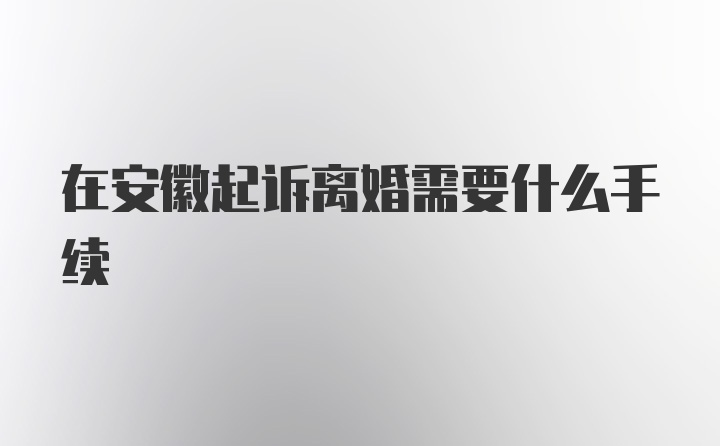 在安徽起诉离婚需要什么手续