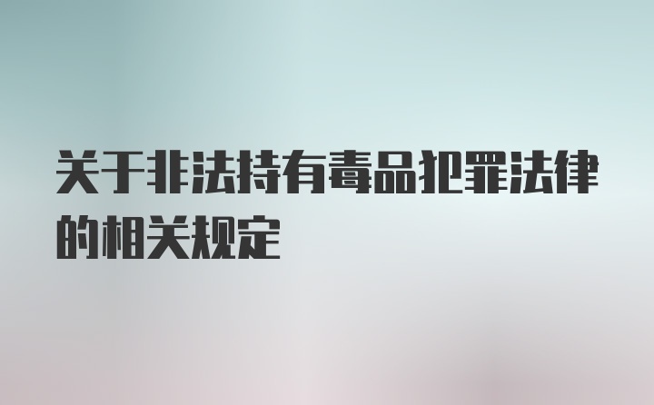 关于非法持有毒品犯罪法律的相关规定