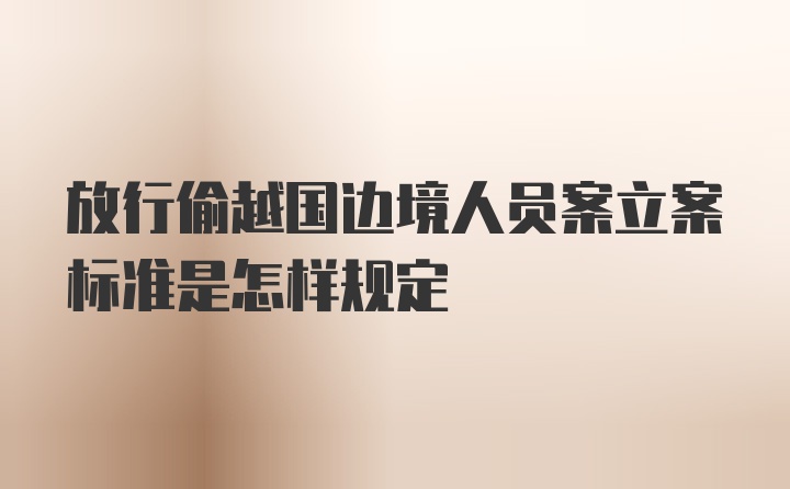 放行偷越国边境人员案立案标准是怎样规定