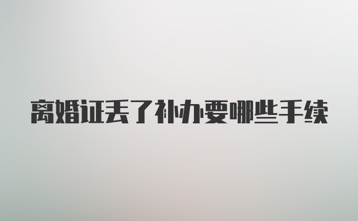 离婚证丢了补办要哪些手续