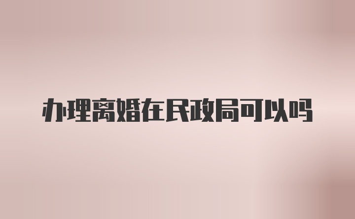 办理离婚在民政局可以吗