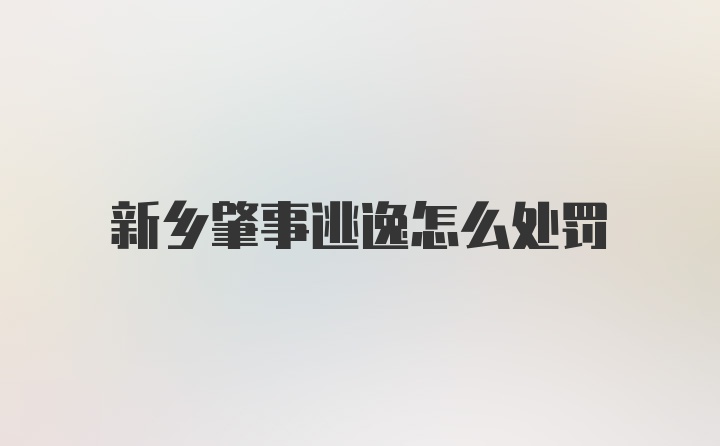 新乡肇事逃逸怎么处罚