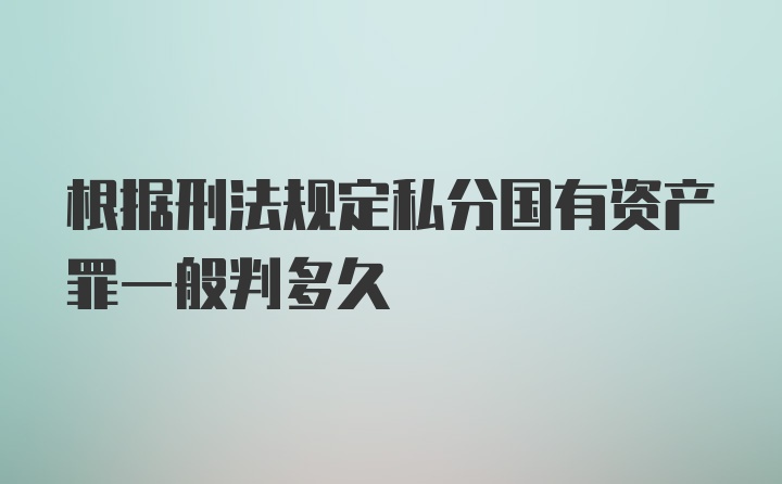 根据刑法规定私分国有资产罪一般判多久