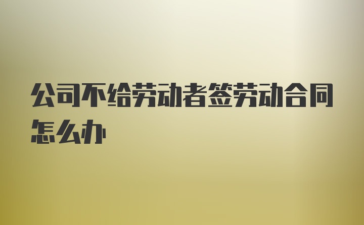 公司不给劳动者签劳动合同怎么办