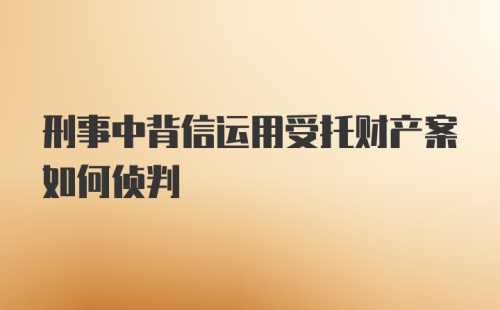 刑事中背信运用受托财产案如何侦判