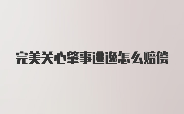 完美关心肇事逃逸怎么赔偿