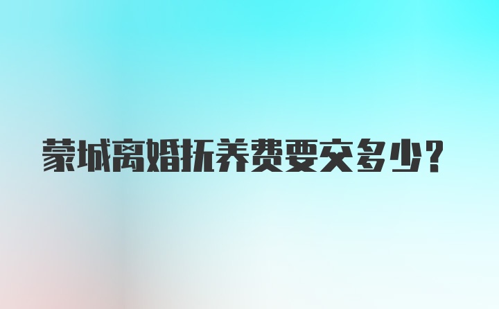 蒙城离婚抚养费要交多少？