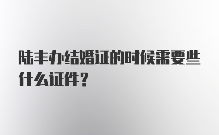 陆丰办结婚证的时候需要些什么证件？