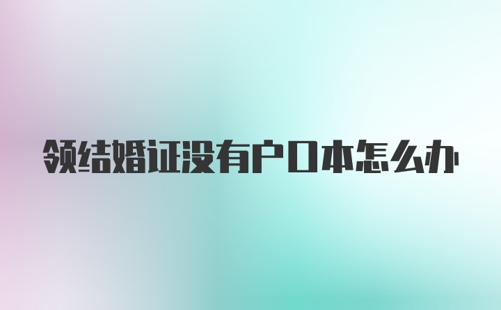 领结婚证没有户口本怎么办