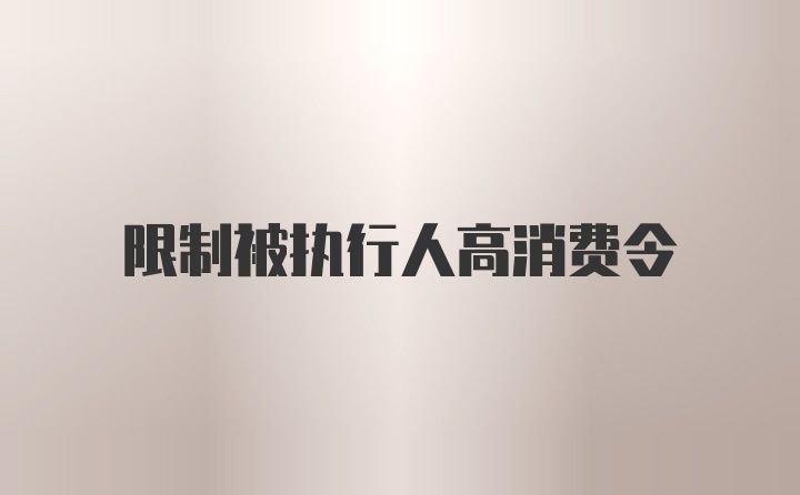 限制被执行人高消费令