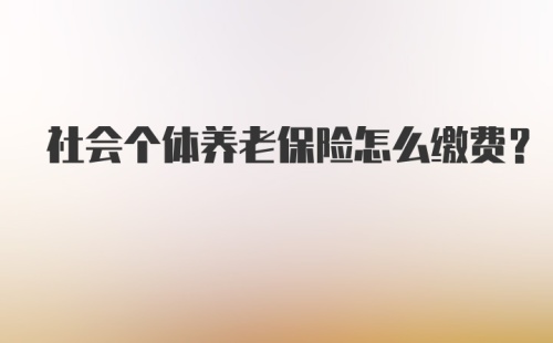 社会个体养老保险怎么缴费？