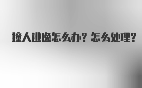 撞人逃逸怎么办？怎么处理？