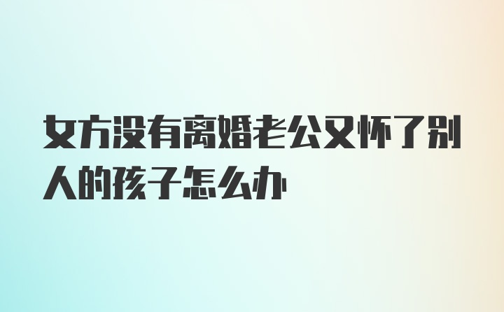 女方没有离婚老公又怀了别人的孩子怎么办