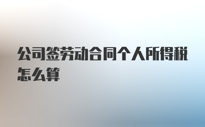 公司签劳动合同个人所得税怎么算