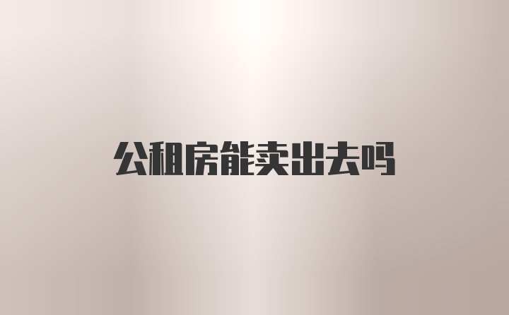 公租房能卖出去吗