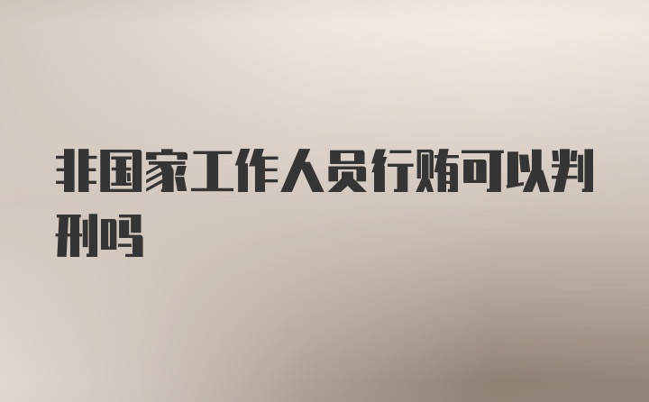 非国家工作人员行贿可以判刑吗