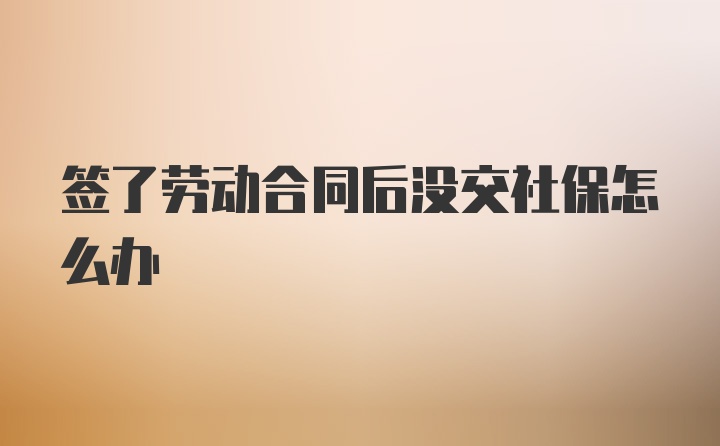 签了劳动合同后没交社保怎么办