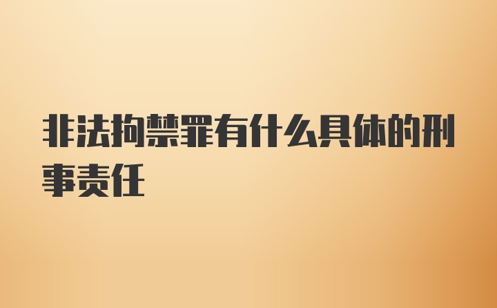 非法拘禁罪有什么具体的刑事责任