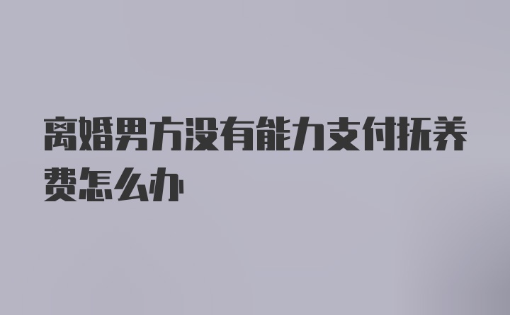 离婚男方没有能力支付抚养费怎么办