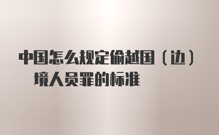 中国怎么规定偷越国(边) 境人员罪的标准