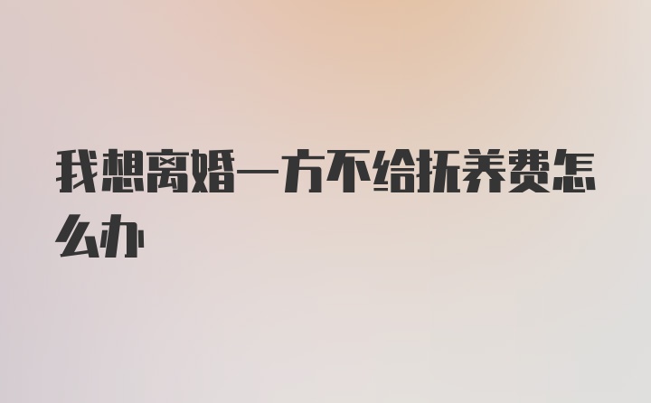 我想离婚一方不给抚养费怎么办