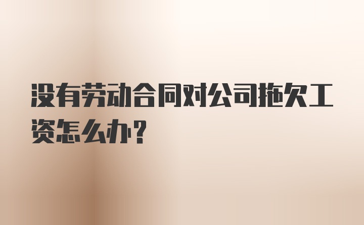 没有劳动合同对公司拖欠工资怎么办？