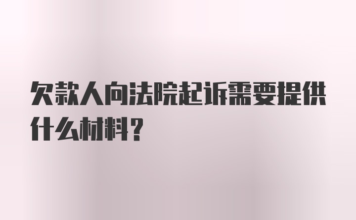 欠款人向法院起诉需要提供什么材料?