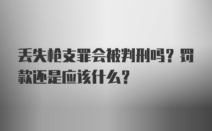 丢失枪支罪会被判刑吗？罚款还是应该什么？