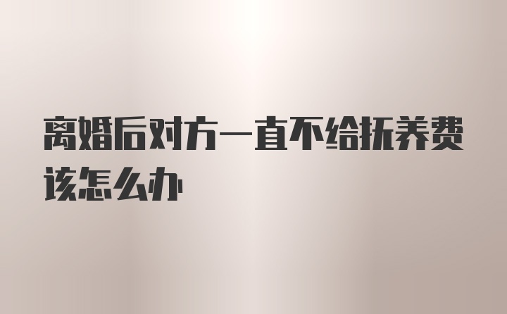 离婚后对方一直不给抚养费该怎么办