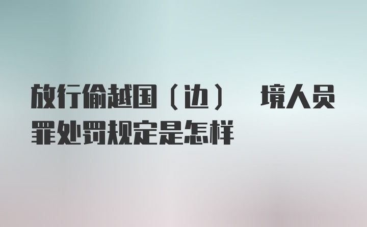 放行偷越国(边) 境人员罪处罚规定是怎样