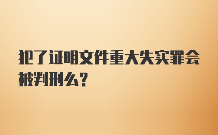 犯了证明文件重大失实罪会被判刑么？