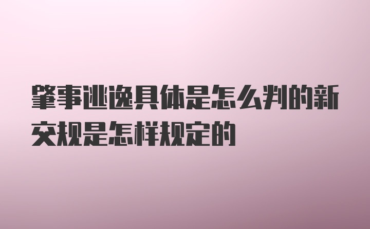 肇事逃逸具体是怎么判的新交规是怎样规定的