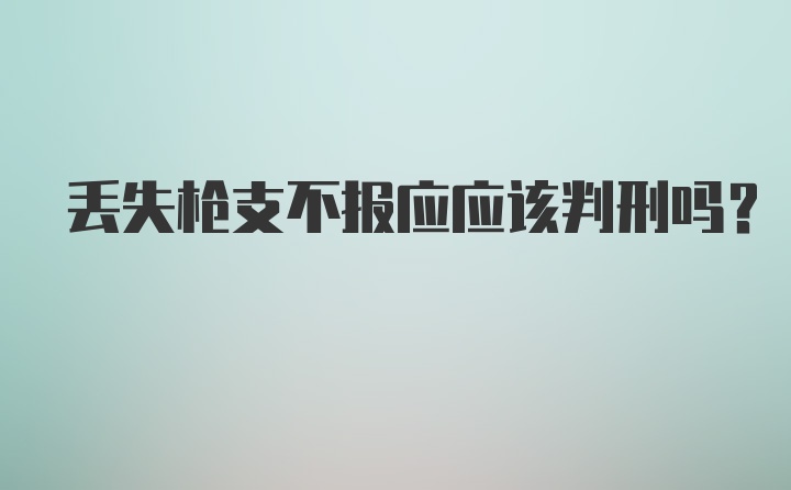 丢失枪支不报应应该判刑吗?