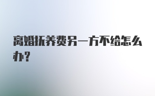 离婚抚养费另一方不给怎么办？