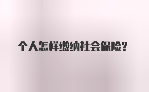 个人怎样缴纳社会保险？