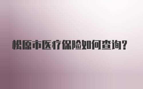 松原市医疗保险如何查询?