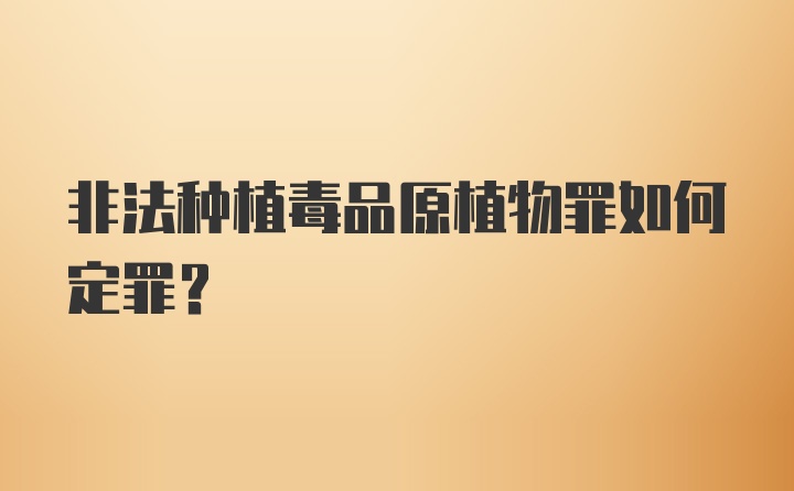 非法种植毒品原植物罪如何定罪？