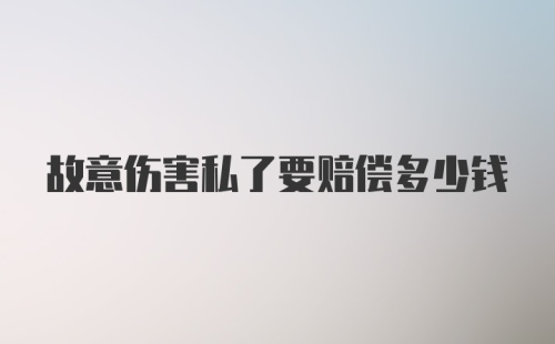 故意伤害私了要赔偿多少钱