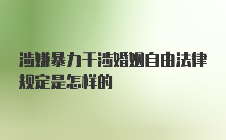 涉嫌暴力干涉婚姻自由法律规定是怎样的