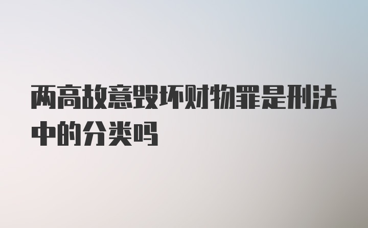 两高故意毁坏财物罪是刑法中的分类吗